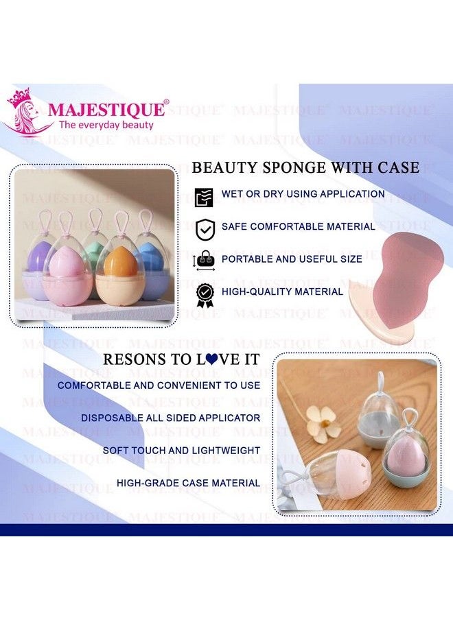 MAJESTIQUE Blender Beauty Makeup Sponge With Holder Case Makeup Sponge Holder Travel Case Box Container Reusable Lightweight Multicolored 1Pcs  - Image 4