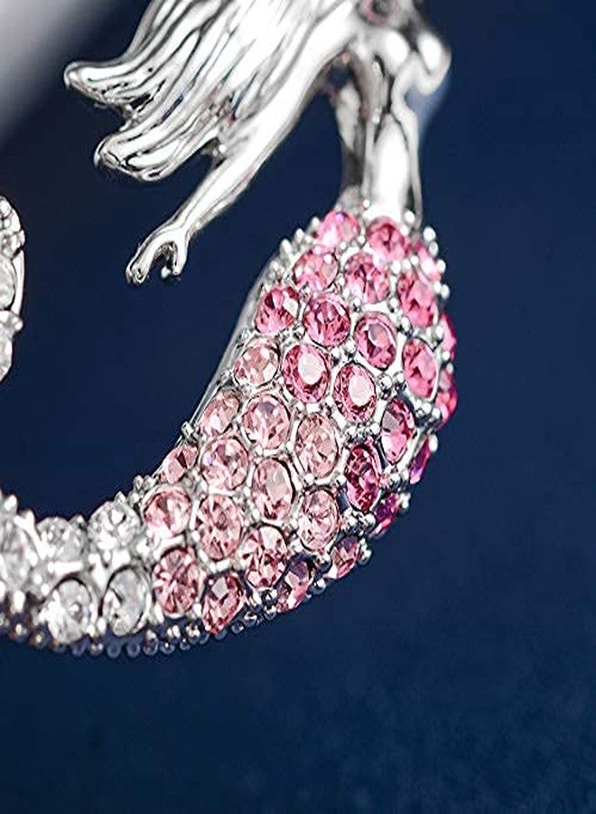 El Regalo Fairy-tale Pink Crystal Silver Tone Necklace for Girls and Teens | Mermaid Pendant Necklace for Kids/Girls/Teens (Pink Mermaid with Heart) - Image 5