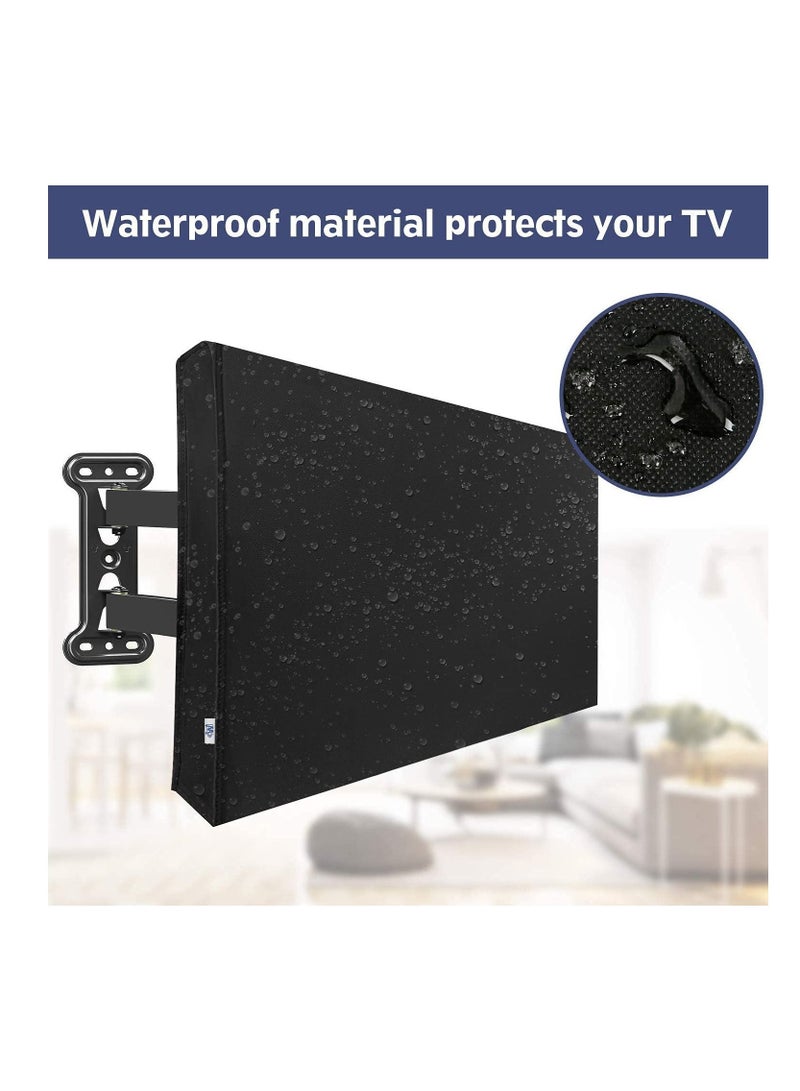 Outdoor TV Cover 55in - 58in with Built in Bottom Cover and Remote Storage Weatherproof and Dust-Proof Microfiber Cloth  - Image 2