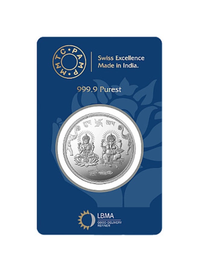 MMTC-PAMP PAMP-MMTC 999.9 FINE PURE SILVER COIN WITH LAKSHMI GANESHA 20GRAMS - Image 1