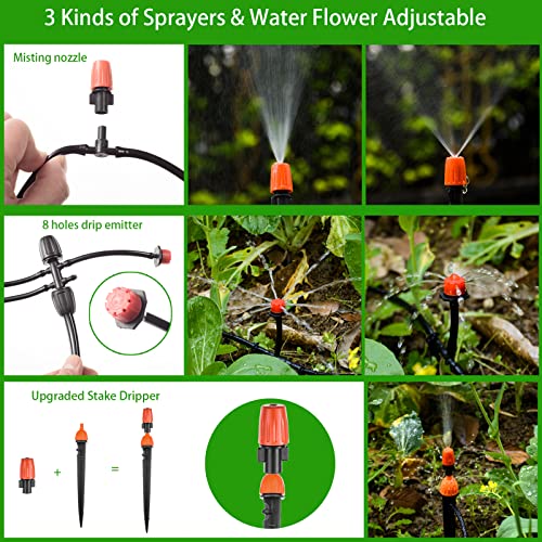 CESTAME 280 Pcs Drip Irrigation Kit, 147FT Garden Watering System 1/2 1/4 in Distribution Tubing Hose Automatic Patio Misting System Micro Automatic Drip Irrigation for Plant Garden Greenhouse Patio Lawn - Image 4