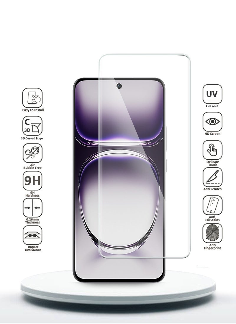 Oppo Reno12 5G 2024 Premium Curved Edges UV Full Glue Full Cover Tempered Glass Screen Protector (MSGUCN) - Clear