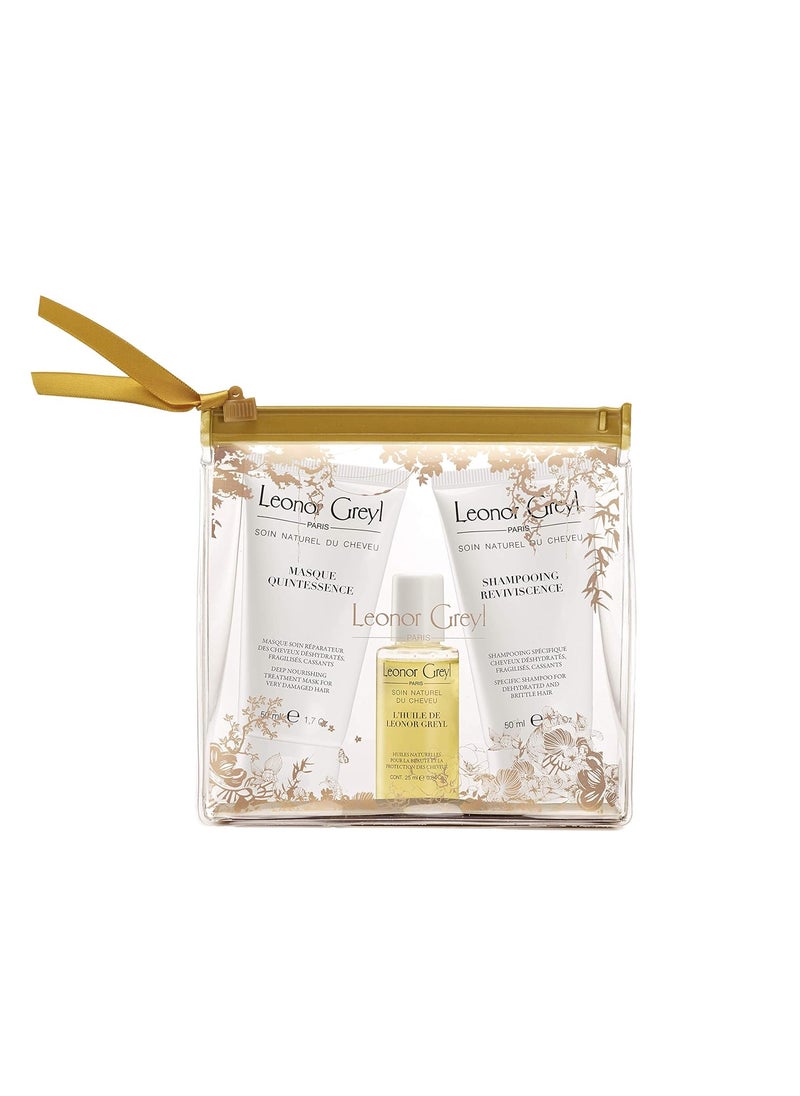 Leonor Greyl Leonor Greyl Paris - Premium Luxury Travel Kit for Damaged Hair - TSA Approved- Travel Size Shampoo, Hair Oil & Conditioning Mask Damaged Hair 