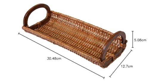 KADAM HAAT Handmade Wicker Bread Tray with Handles | Kitchen Counter Top Storage Tray, Decorative Tray | Home and Restaurants for Serving Snacks, Breads and Appetizers (Brown) - Image 5