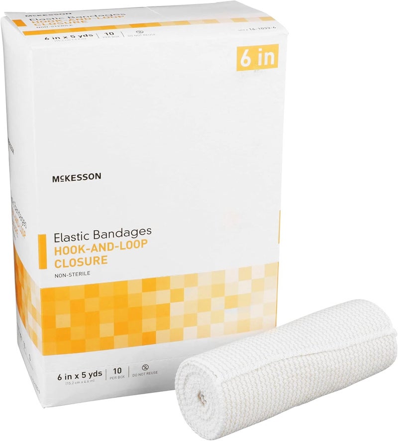 McKesson McKesson Elastic Bandages, Non-Sterile, Hook and Loop Closure, 6 in x 5 yd, 10 Count, 1 Pack 