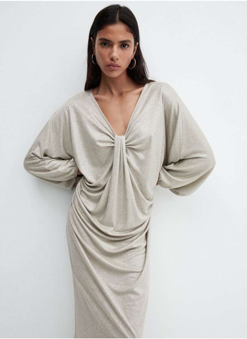MANGO - Twist Front Satin Dress - Image 1