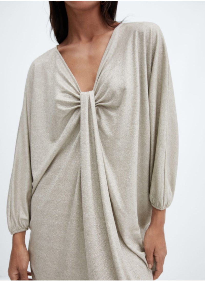 MANGO - Twist Front Satin Dress - Image 1