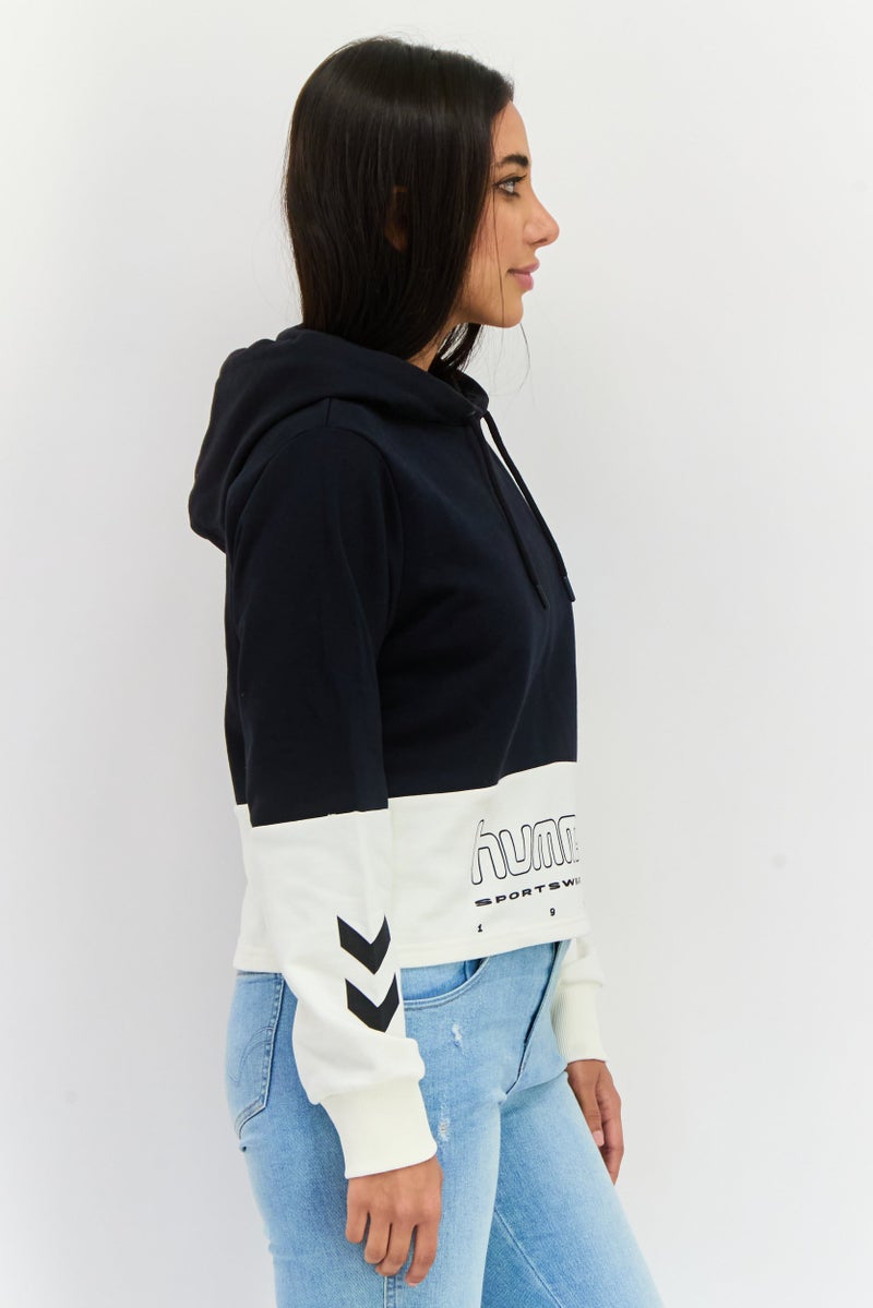 Hummel Women Sportswear Fit Long Sleeve Outdoor Hoodies, Black/White - Image 2