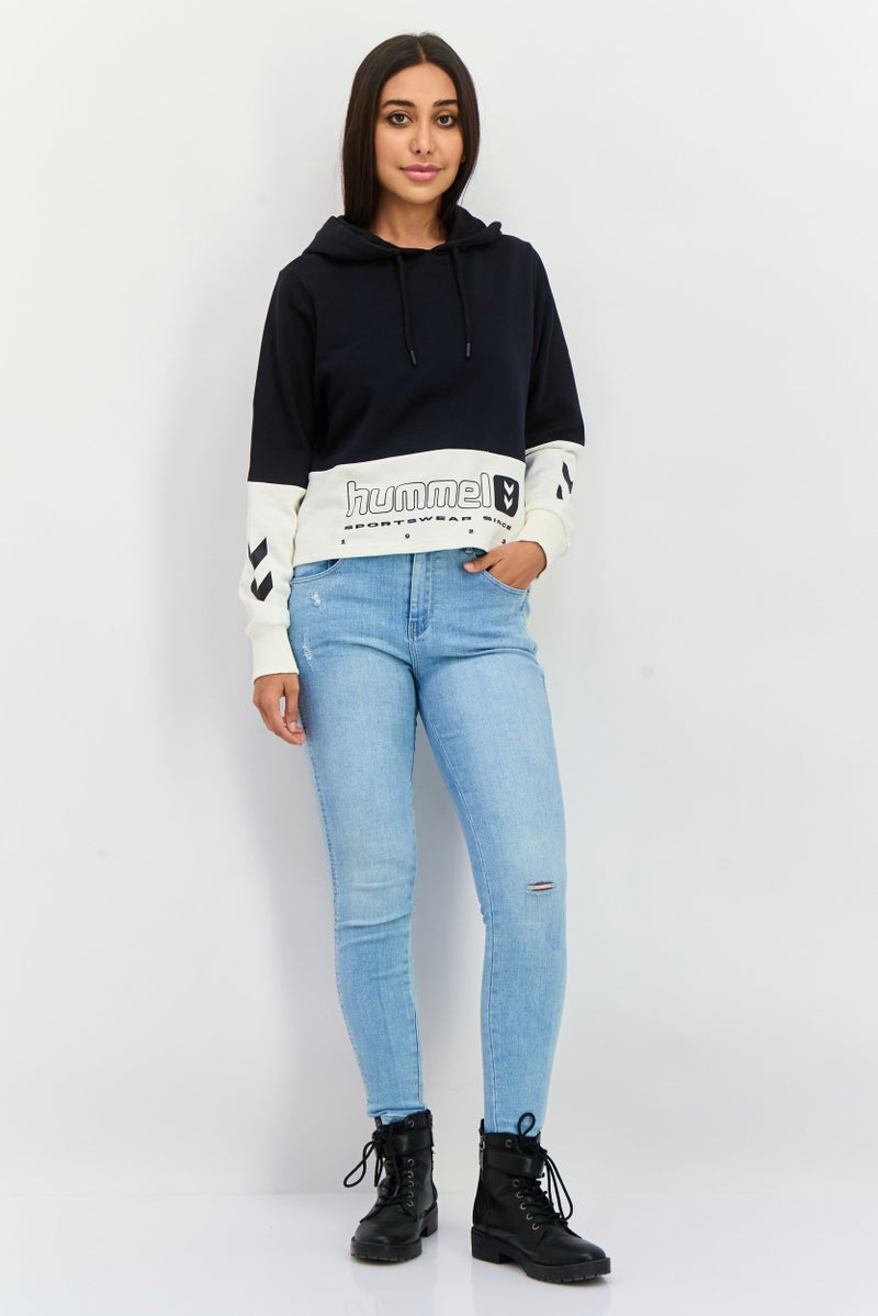 Hummel Women Sportswear Fit Long Sleeve Outdoor Hoodies, Black/White - Image 4