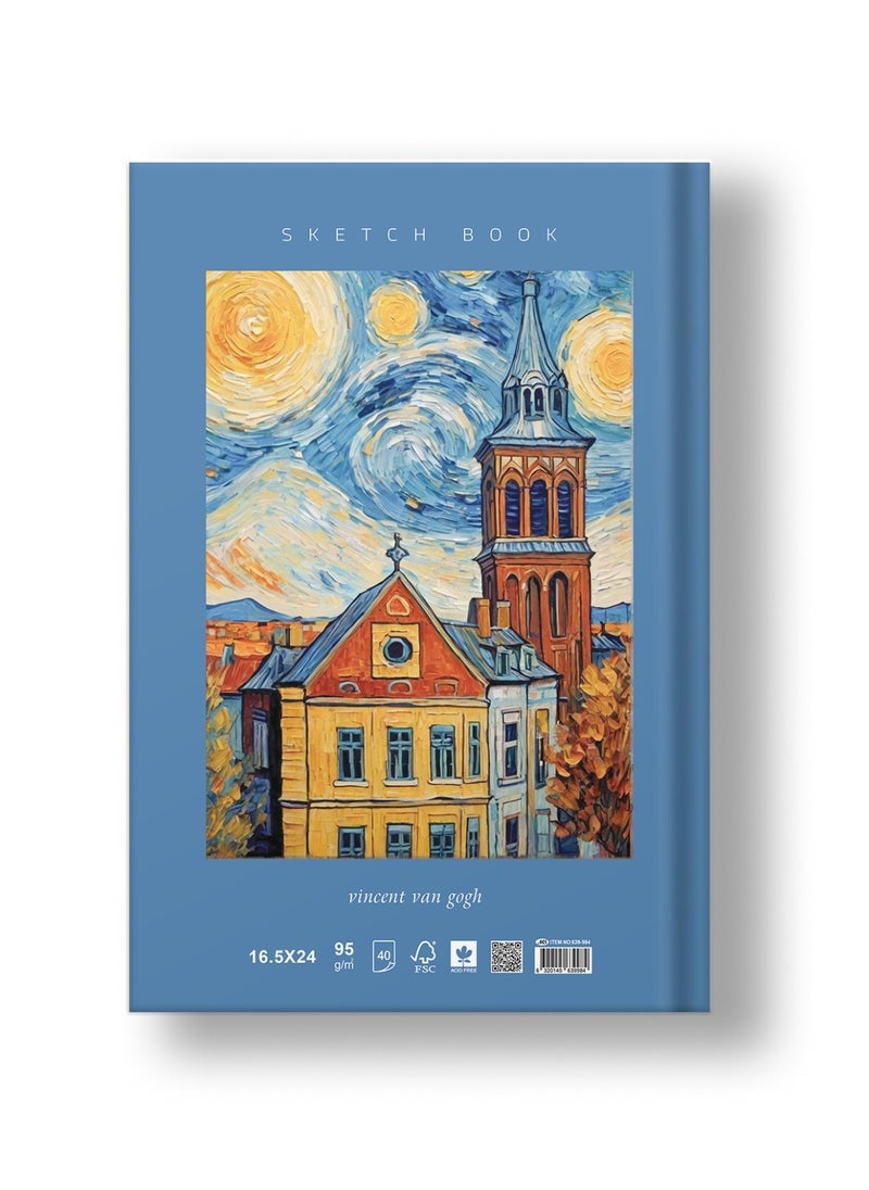 Smart Vincent Van Gogh High Quality Sketchbook 40 Light cream Sheets Size 24x16.50cm 95gm For Drawing, Art - Multi Color - By Smart  - Image 2