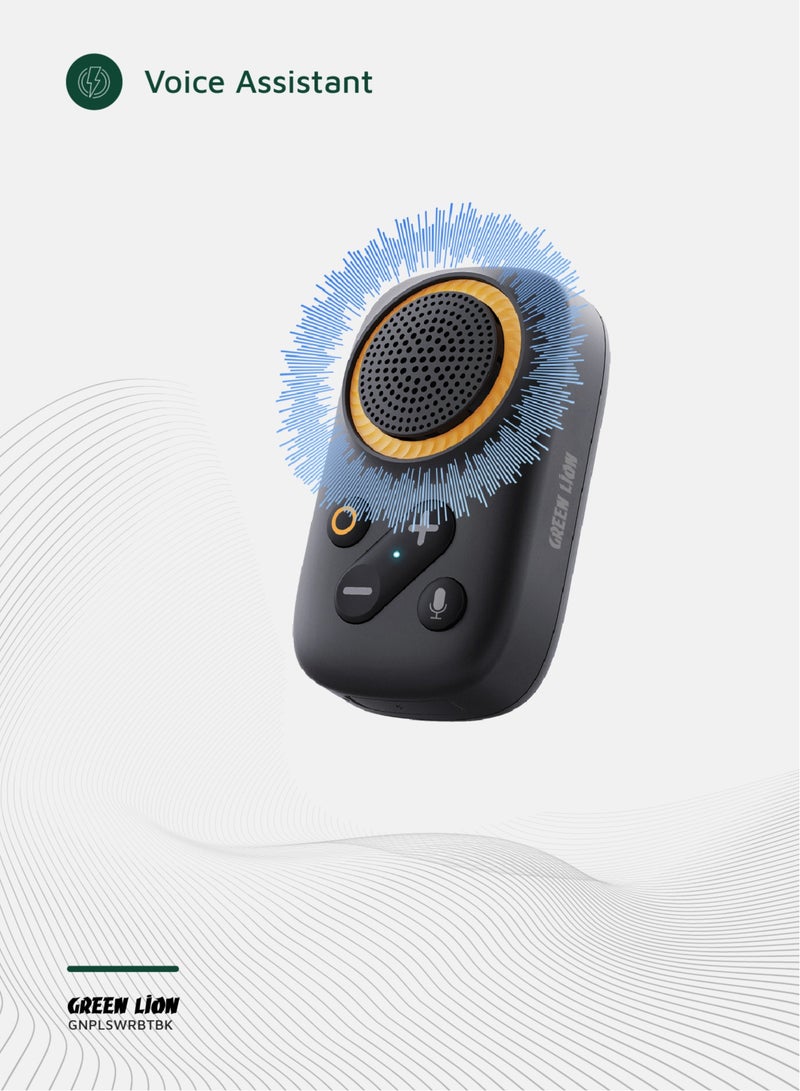 جرين ليون مكبر صوت Pulse Wear / مكبر صوت بلوتوث يمكن ارتداؤه مع ميكروفون مدمج / مساعد صوتي / مشبك مغناطيسي / مغناطيس مزدوج / مشبك زنبركي / مكبر صوت صغير الحجم / بدون استخدام اليدين / قوي ومتين - أسود - Image 5