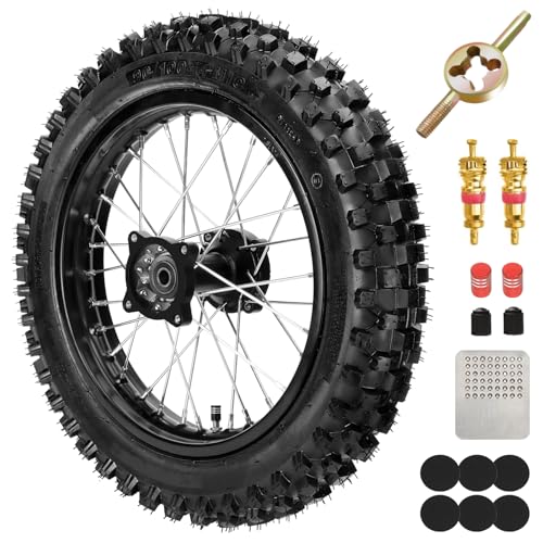 XIKOBY 14" Rear Wheel 90/100-14 3.00-14 Dirt Bike Tire Rim Assembly Compatible with SSR Apollo 150cc 140cc 125cc CR80R CR85R CRF80F CRF125F DB17 KX85 KLX125 TTR125 Off Road Motocross Part - Image 1