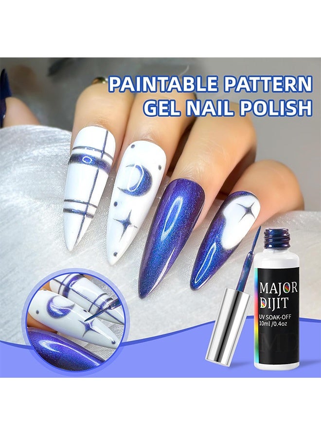 Major Dijit Gel Liner Art Polish 10ml, Chameleon Chrome Design Paint with Thin Brush in Bottle for French Tips Manicure Painting DIY at Home (07) - Image 3