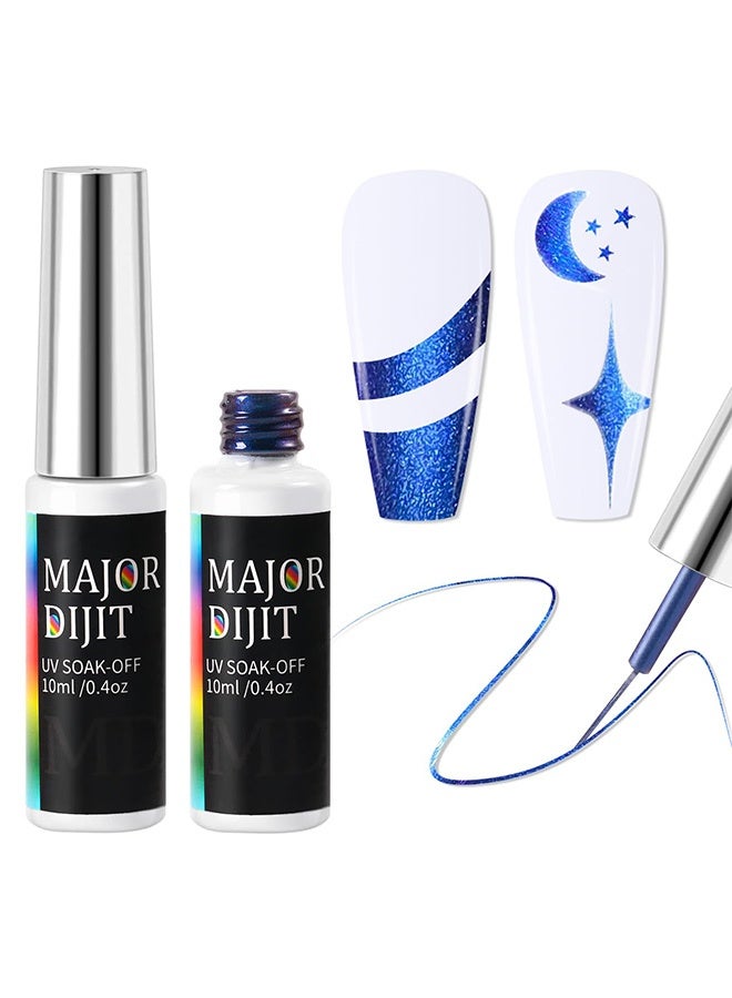 Major Dijit Gel Liner Art Polish 10ml, Chameleon Chrome Design Paint with Thin Brush in Bottle for French Tips Manicure Painting DIY at Home (07) - Image 1