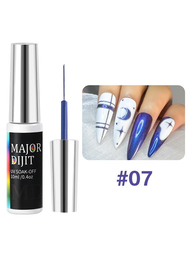Major Dijit Gel Liner Art Polish 10ml, Chameleon Chrome Design Paint with Thin Brush in Bottle for French Tips Manicure Painting DIY at Home (07) - Image 2