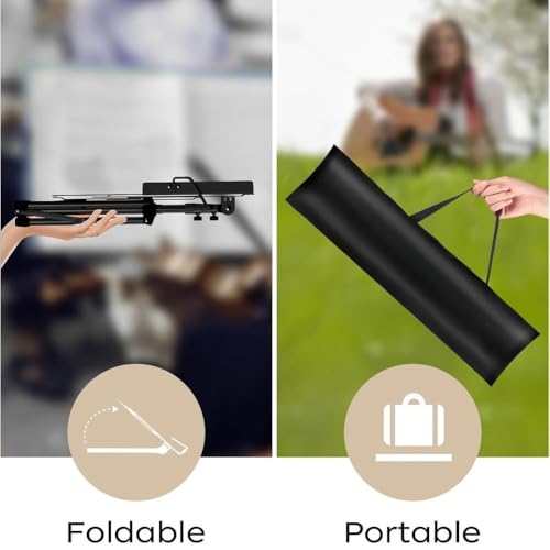 TECHBLAZE Adjustable Notation Stand Strong Body and Lightweight Orchestral Folding Music Stand Holder with Music Sheet Clip Holder and Carrying Bag Tripod Base for Books, Notes, Lyrics - Image 4