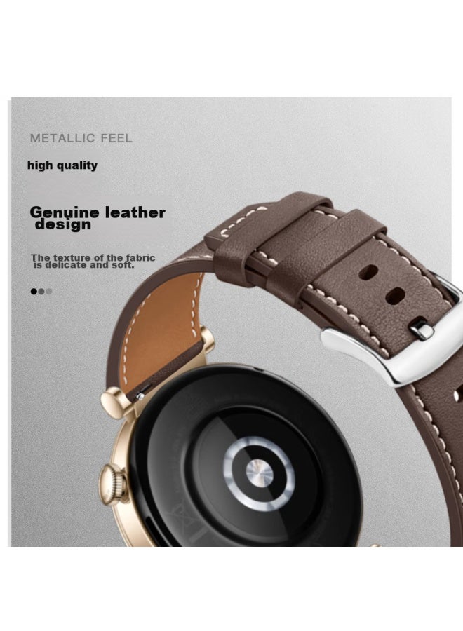 Wei Qiantu Weiqiantu سوار ساعة من الجلد الطبيعي متوافق مع Huawei Watch Gt4/gt5/gt5 Pro، ساعة نسائية مقاس 41/42 مم، سوار عصري للفتيات، واجهة 18 مم - Image 3