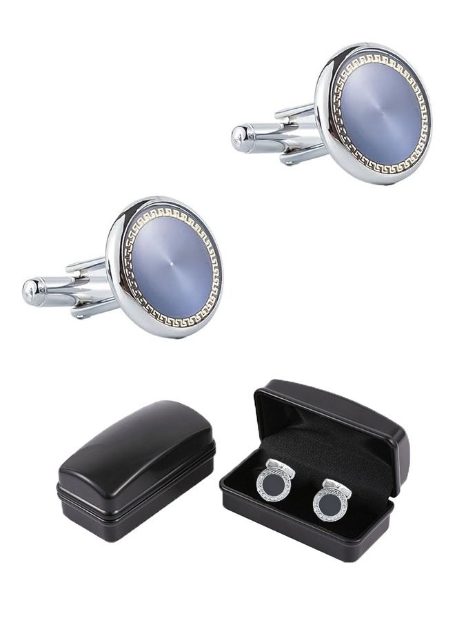 Lemon 2 Pairs Men's Cufflinks, Shirt Suit Cufflinks, Silver cufflinks, With Classic Calm and Unique Design are Suitable for Formal occasions and Daily Mens Accessories(with Cufflink Box) - Image 2