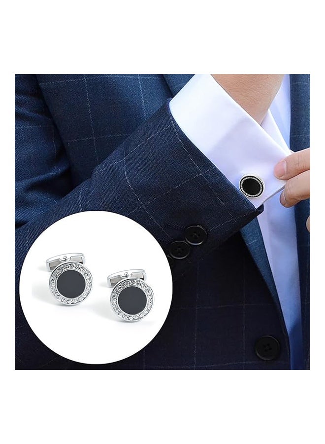 Lemon 2 Pairs Men's Cufflinks, Shirt Suit Cufflinks, Silver cufflinks, With Classic Calm and Unique Design are Suitable for Formal occasions and Daily Mens Accessories(with Cufflink Box) - Image 3