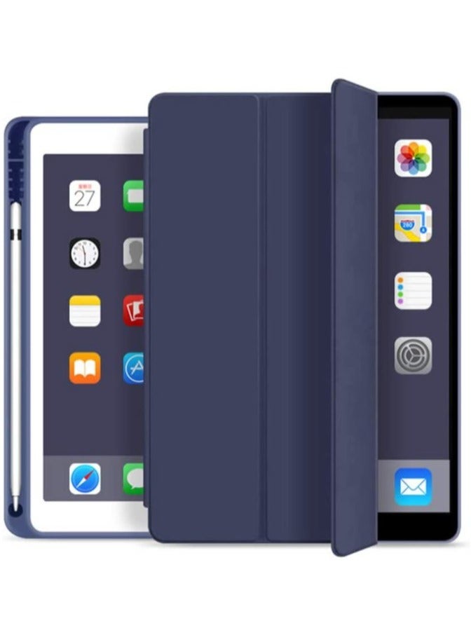 ELTRAZONE Soft Smart Case with Pencil Holder Foldable Stand Compatible with iPad 10.2 Inch 9th / 8th / 7th Generation 2021/2020 / 2019, iPad Air 3rd Generation, iPad Pro 10.5 Inch (Deep Navy Blue) - Image 1