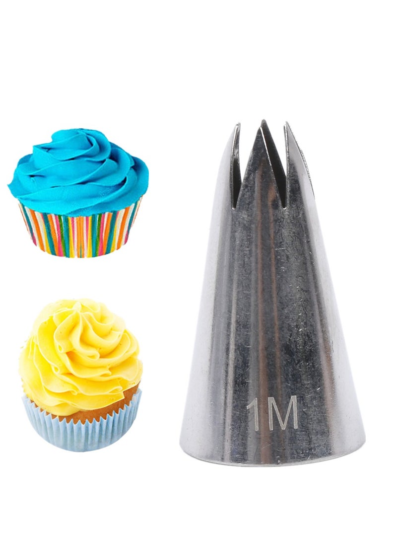 5pcs 1M Piping Nozzles Set, Stainless Steel Icing Nozzles, Cream Cake Piping Tips For Dessert Biscuit Cup Cake, Kitchen Accessories, Baking Tools, DIY Cake Decorating Supplies - Image 1