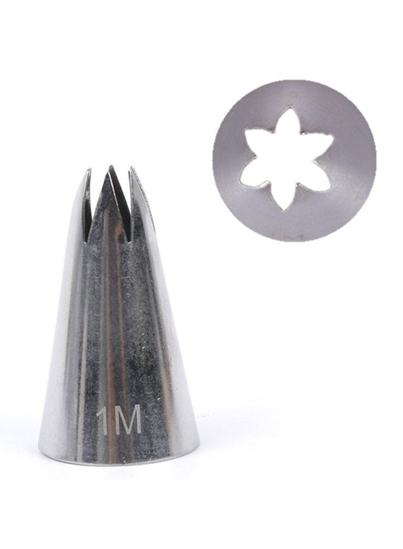 5pcs 1M Piping Nozzles Set, Stainless Steel Icing Nozzles, Cream Cake Piping Tips For Dessert Biscuit Cup Cake, Kitchen Accessories, Baking Tools, DIY Cake Decorating Supplies - Image 2