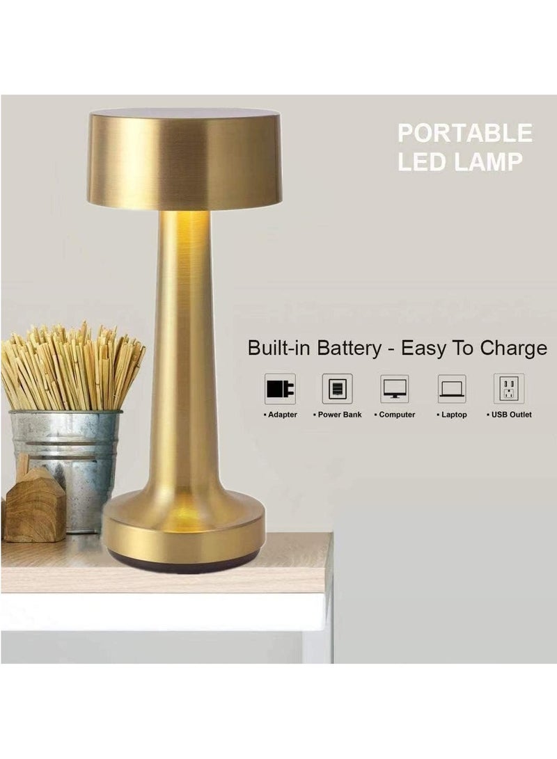 بلومنغ تايم مصباح طاولة ذهبي عتيق LED بثلاثة تروس يعتم 2700 ‑ 6500k مصباح تزيين طويل لمكتب الطعام - Image 2