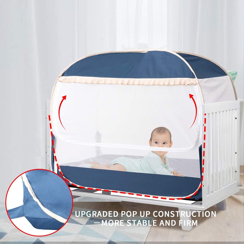 L RUNNZER Safety Crib Tent,Safety Pop Up Tent for Baby Crib,Crib Tent Cover to Keep Baby from Climbing Out and Mosquito bite - Image 2
