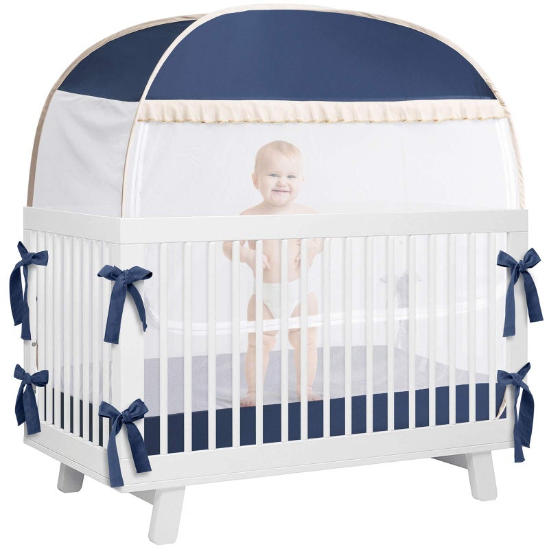 L RUNNZER Safety Crib Tent,Safety Pop Up Tent for Baby Crib,Crib Tent Cover to Keep Baby from Climbing Out and Mosquito bite - Image 1