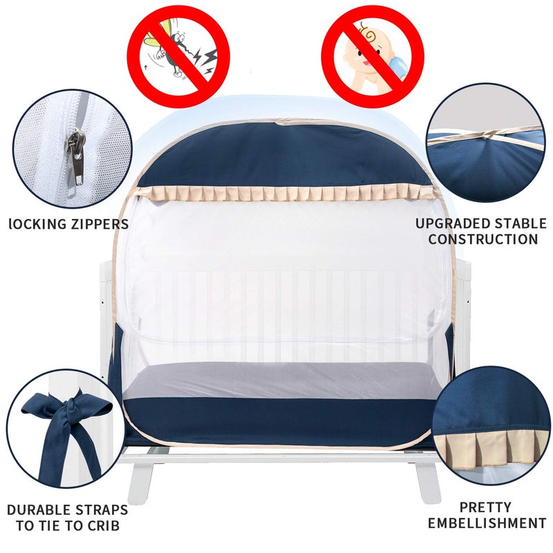 L RUNNZER Safety Crib Tent,Safety Pop Up Tent for Baby Crib,Crib Tent Cover to Keep Baby from Climbing Out and Mosquito bite - Image 3