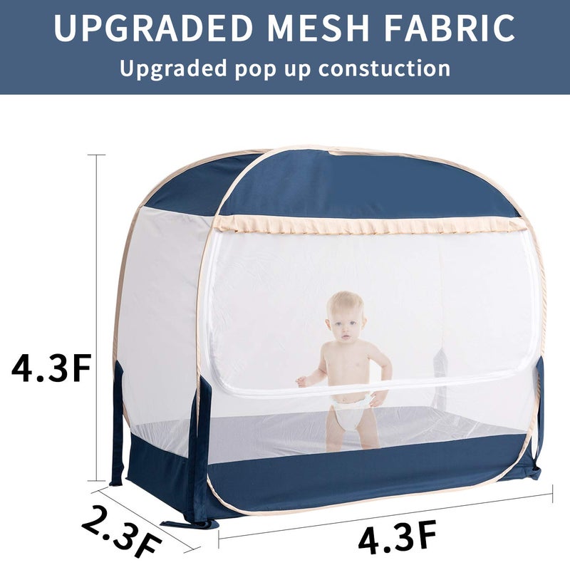 L RUNNZER Safety Crib Tent,Safety Pop Up Tent for Baby Crib,Crib Tent Cover to Keep Baby from Climbing Out and Mosquito bite - Image 4