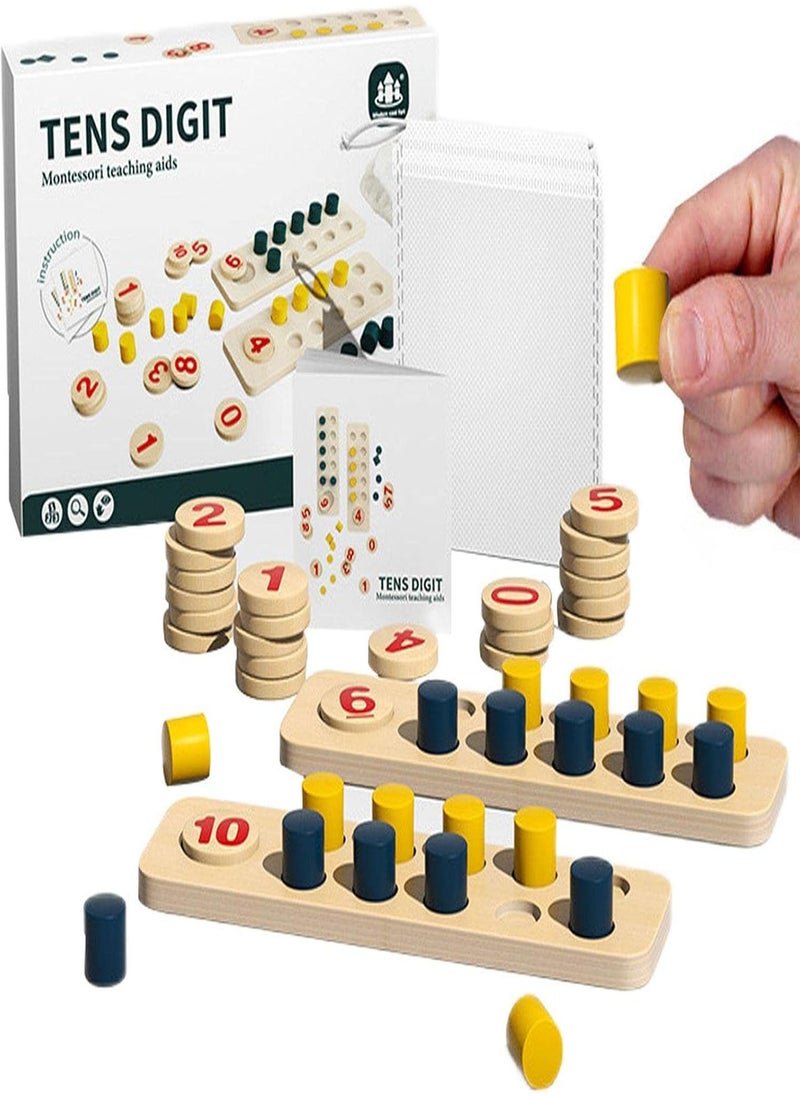 GGOOT Wood Numbers Board,0-10 Number Boards | Montessori Math And Numbers For Kids, Wooden Math Manipulatives Materials, Kindergarten Learning Activities  - Image 1