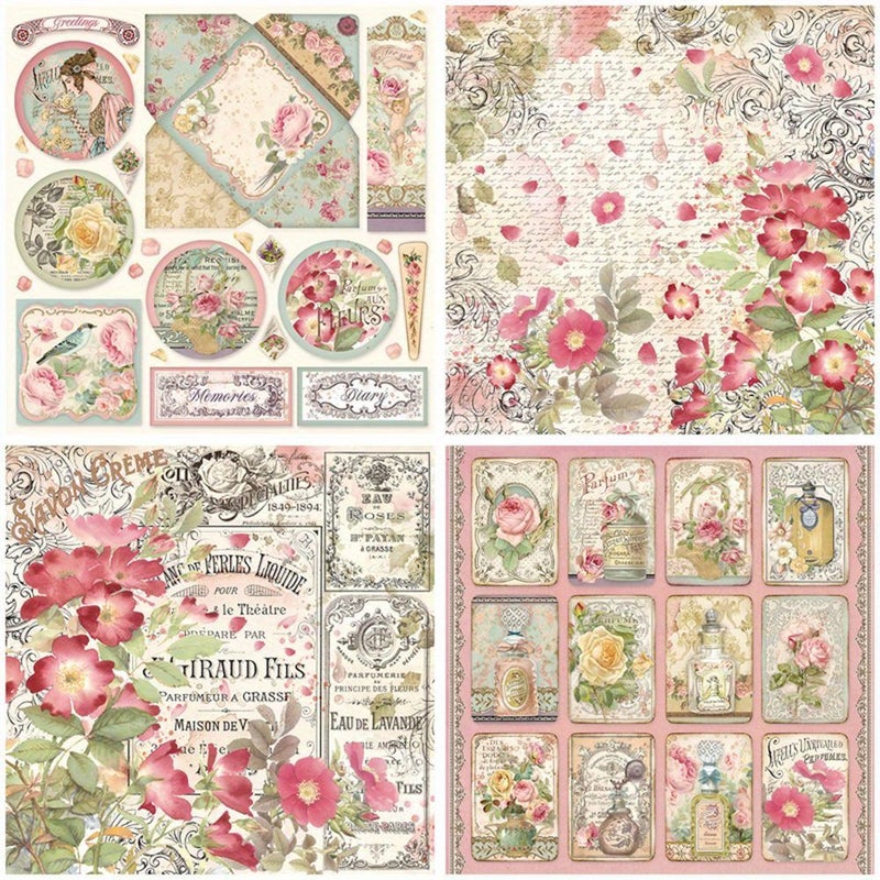 12 Sheets Rose Water Material Paper Journal DIY Tool For Student Stationery Arts Crafts Decoration Creative Projects - Image 2