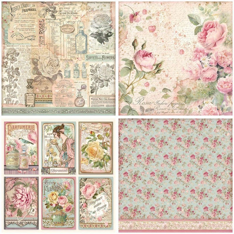 12 Sheets Rose Water Material Paper Journal DIY Tool For Student Stationery Arts Crafts Decoration Creative Projects - Image 3