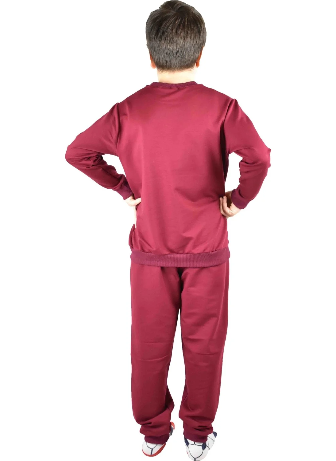 Bluence Men's Waiter Printed Claret Red Cotton Tracksuit Set