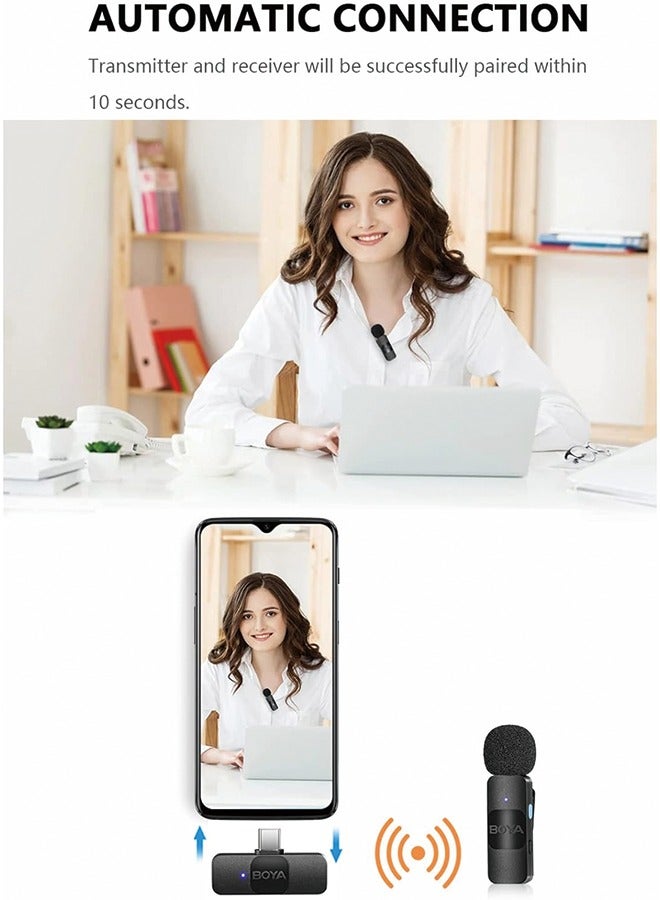 BOYA BOYA BY-V20 One-Trigger-Two 2.4G Wireless Microphone System Omnidirectional Mini Lapel Mic Auto Pairing Smart Noise Reduction 50M Transmission Range Replacement for Huawei Samsung Type-C Android  - Image 3