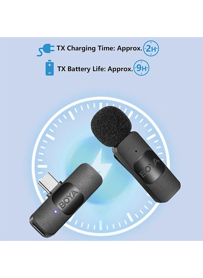 BOYA BOYA BY-V20 One-Trigger-Two 2.4G Wireless Microphone System Omnidirectional Mini Lapel Mic Auto Pairing Smart Noise Reduction 50M Transmission Range Replacement for Huawei Samsung Type-C Android  - Image 4