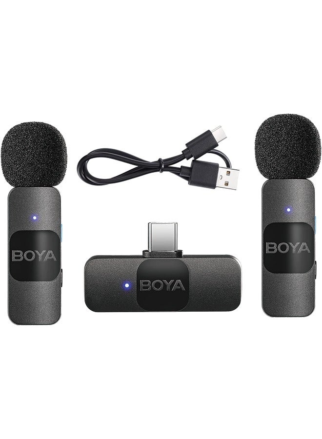 BOYA BOYA BY-V20 One-Trigger-Two 2.4G Wireless Microphone System Omnidirectional Mini Lapel Mic Auto Pairing Smart Noise Reduction 50M Transmission Range Replacement for Huawei Samsung Type-C Android  - Image 1