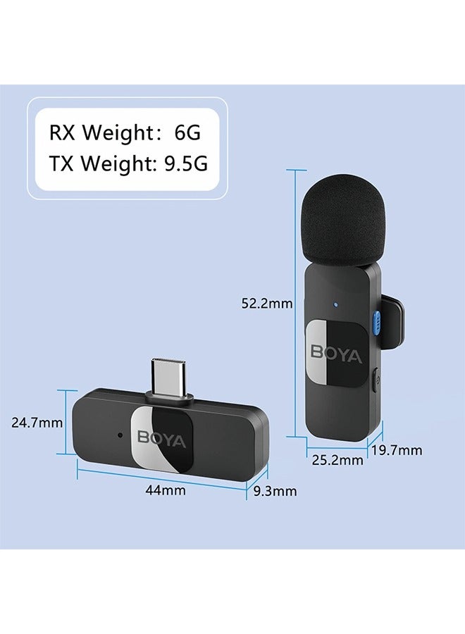 BOYA BOYA BY-V20 One-Trigger-Two 2.4G Wireless Microphone System Omnidirectional Mini Lapel Mic Auto Pairing Smart Noise Reduction 50M Transmission Range Replacement for Huawei Samsung Type-C Android  - Image 5