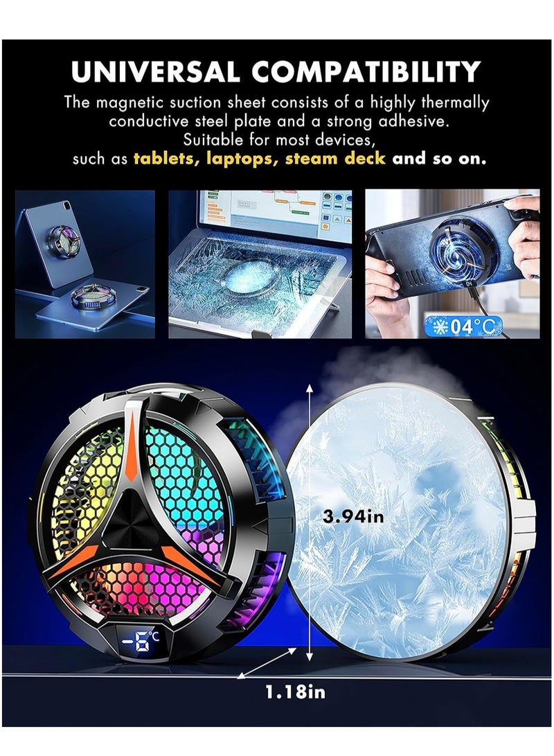 مبرد iPad ، مشعاع RGB عالمي مع عرض درجة الحرارة ، مناسب للألعاب والبث المباشر ، مروحة تبريد الكمبيوتر اللوحي بأشباه الموصلات المغناطيسية - Image 4