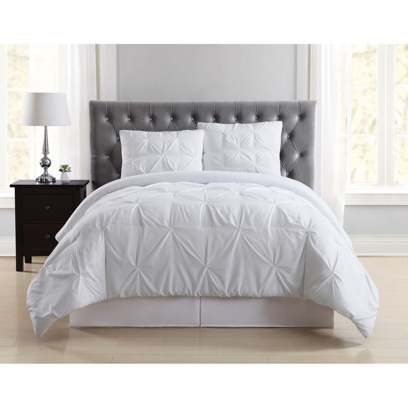 TRULY SOFT Pleated White FullQueen Comforter Set