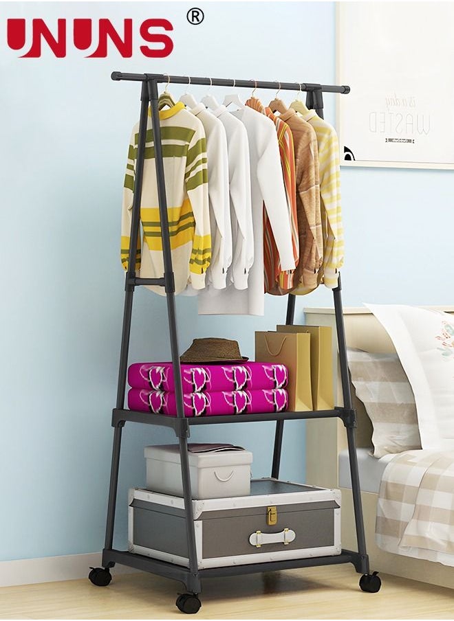 UNUNS - Coat Rack Freestanding,Triangle Coat Rack With Two-layer Storage,Removable Large Capacity Clothes Shoes Bags Boxes - Image 1