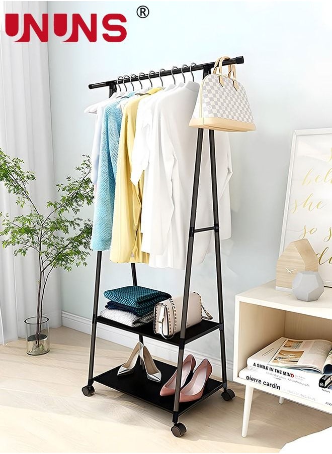 UNUNS - Coat Rack Freestanding,Triangle Coat Rack With Two-layer Storage,Removable Large Capacity Clothes Shoes Bags Boxes - Image 1