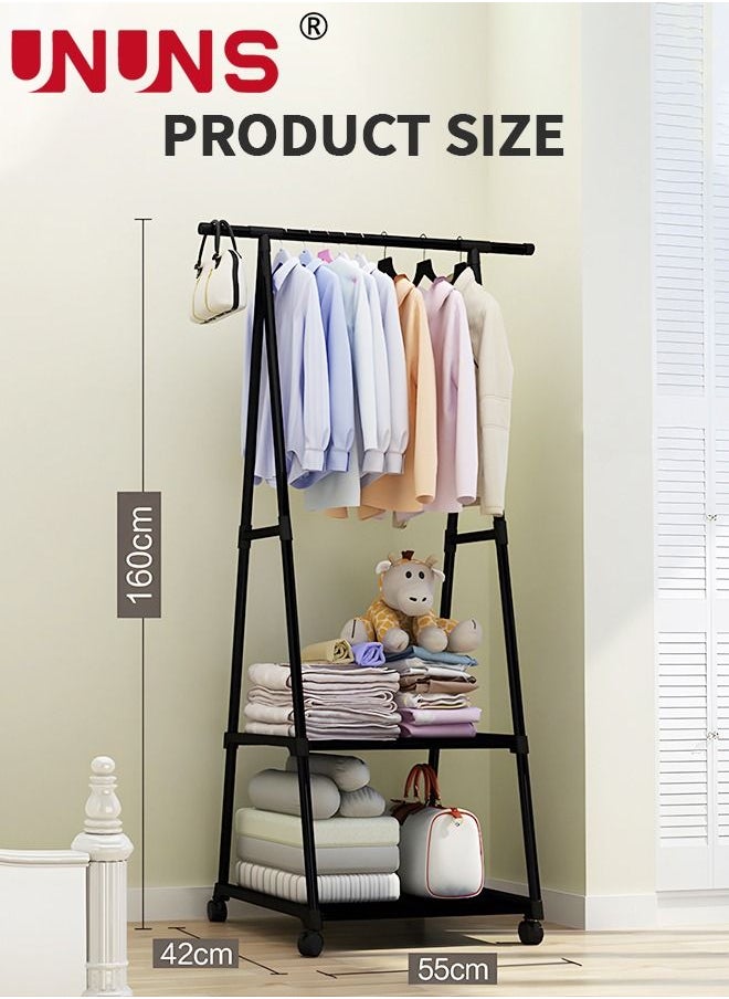 UNUNS - Coat Rack Freestanding,Triangle Coat Rack With Two-layer Storage,Removable Large Capacity Clothes Shoes Bags Boxes - Image 1