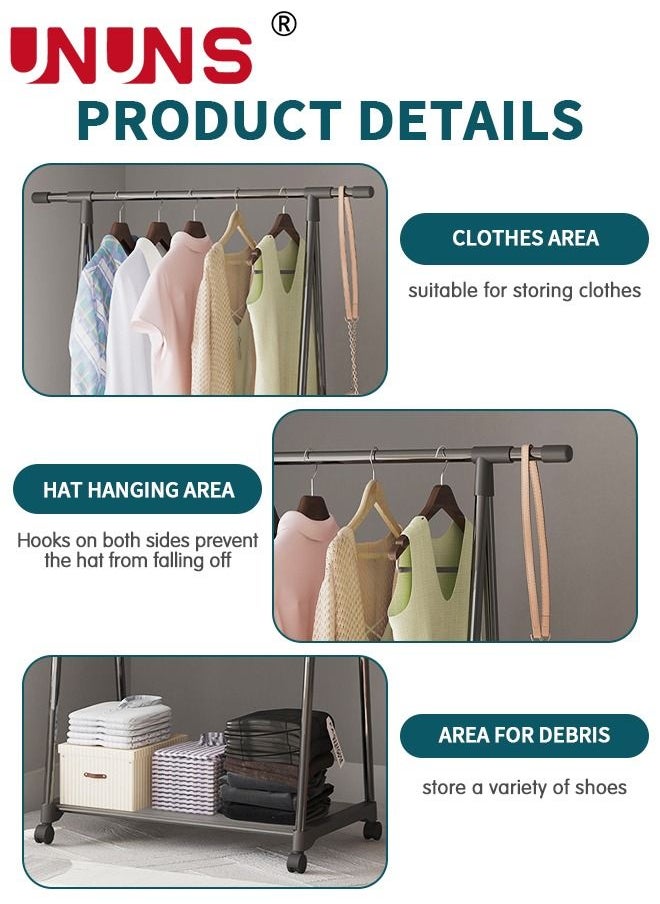UNUNS - Coat Rack Freestanding,Triangle Coat Rack With Two-layer Storage,Removable Large Capacity Clothes Shoes Bags Boxes - Image 1