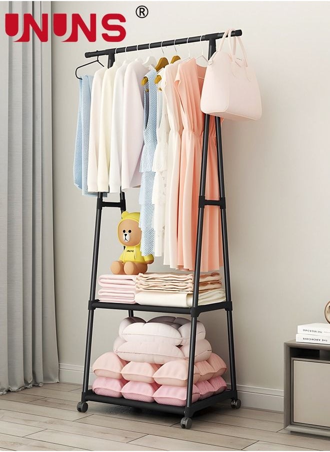UNUNS - Coat Rack Freestanding,Triangle Coat Rack With Two-layer Storage,Removable Large Capacity Clothes Shoes Bags Boxes - Image 1