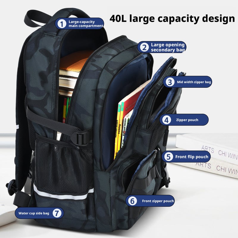 حقيبة ظهر مموهة للأطفال من سمسم بيبي، سعة كبيرة - Image 2