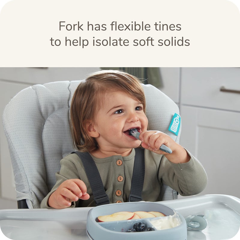 NUK for Nature Pretensil Dipper Spoon and Fork Set, Easy to Grip for Self-Feeding Development, Mess-Free Feeding, Top Rack Dishwasher-Safe, BPA & Latex-Free - Image 4