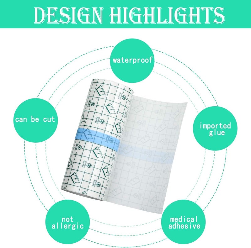 BBTO لصقة لاصقة شفافة مقاومة للماء لاصقات لاصقة شفافة شريط مرن للوشم السباحة 6 بوصة × 1094 ياردة - Image 2