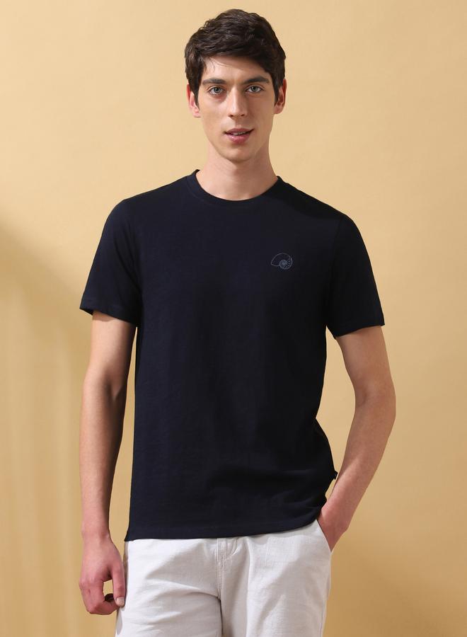 دينيس لينغو تيشيرت رجالي قطن 1% سادة كحلي بقصة عادية - Image 1